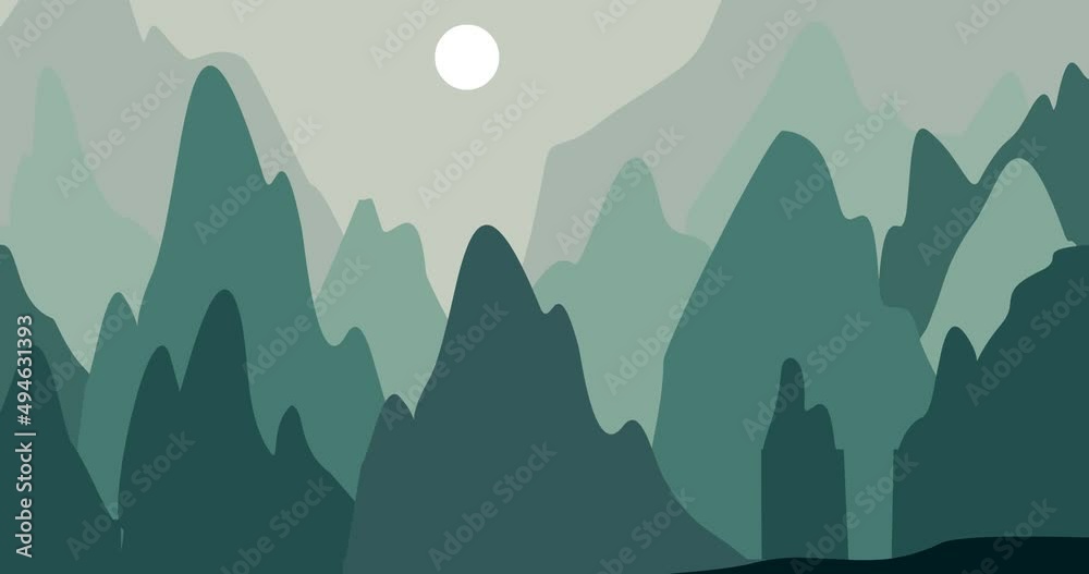animated video background steep rocky mountains in the valley