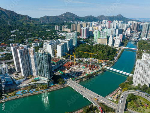 Photography Aerial view of Hong Kong residential district in new territories west