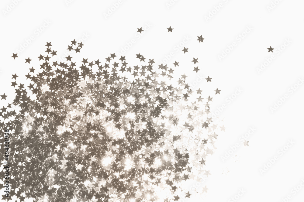 Glittering stars on light gray background in vintage colors