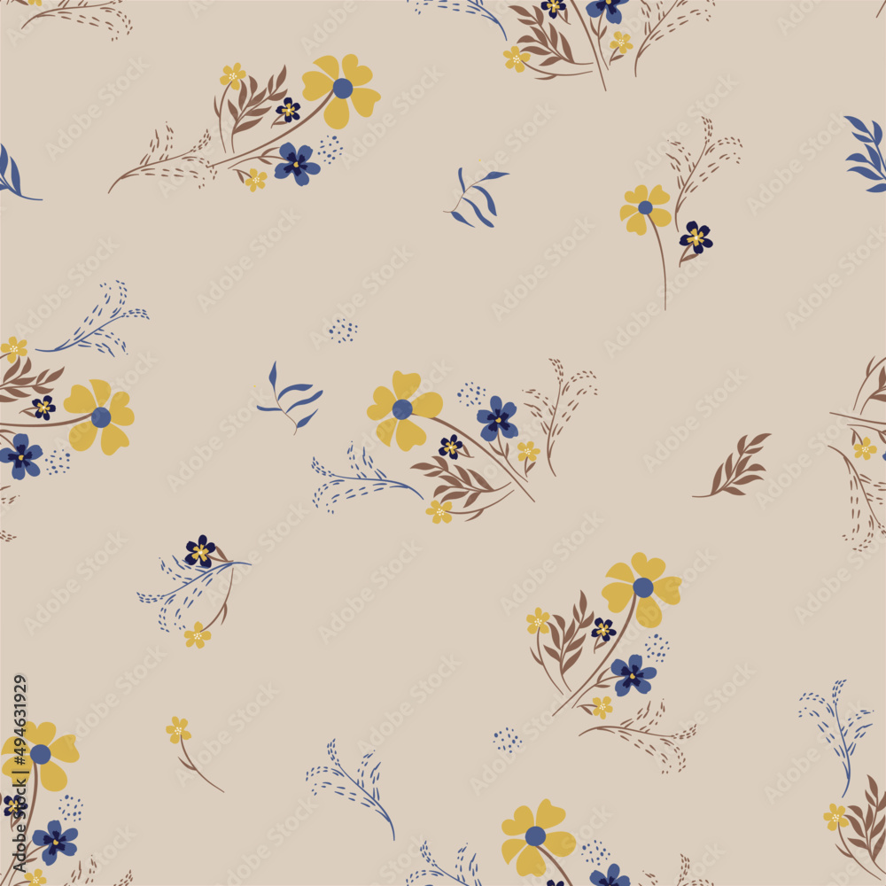 Flowers Vector Seamless Pattern. Liberty style. Pattern for fashion and print.  