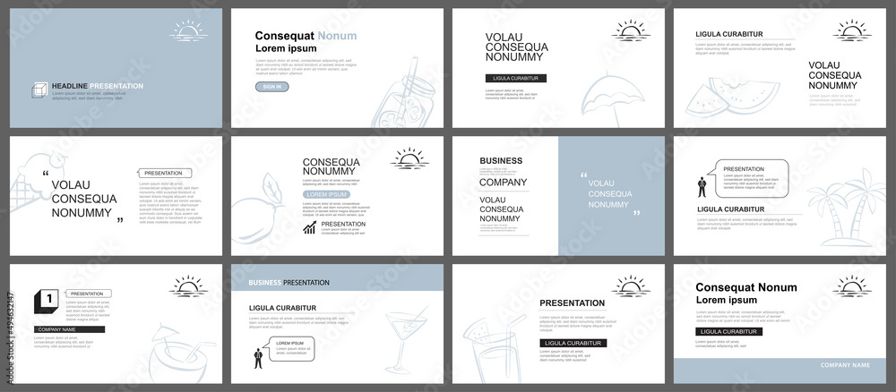 Presentation and slide layout background. Design blue pastel summer ...