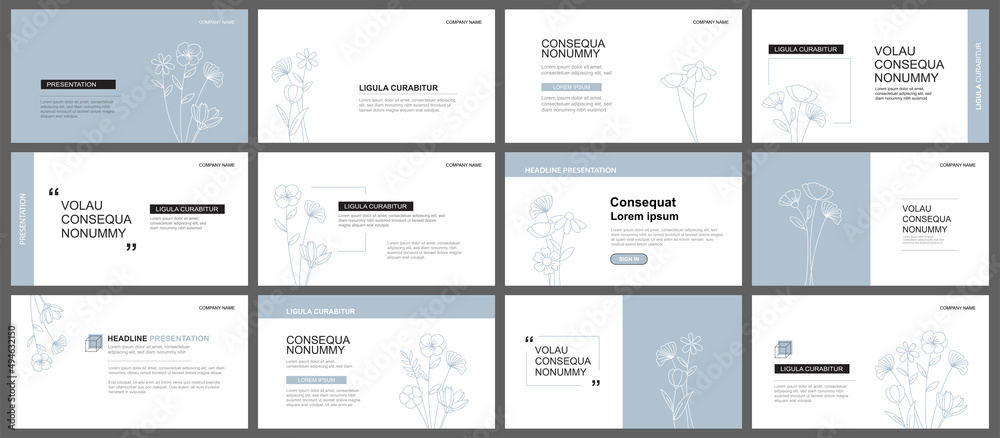 Presentation and slide layout background. Design blue pastel leaves and flower template. Use for keynote, presentation, slide, leaflet, advertising, template. Presentation and slide layout background. Design blue pastel leaves and flower template. Use for keynote, presentation, slide, leaflet, advertising, template.