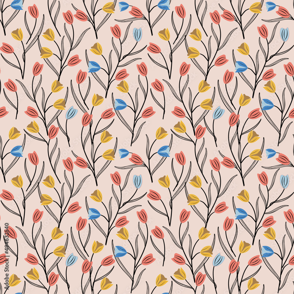 Fototapeta premium Floral Seamless Pattern. Spring collection for fashion and print.