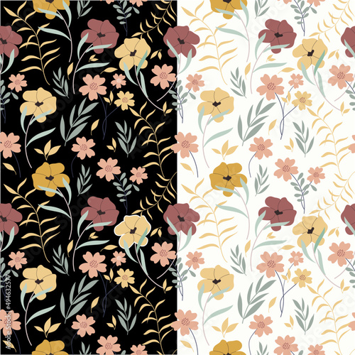 Trendy Floral Seamless Pattern. Earth color pallete. Spring collection for fashion and print. 