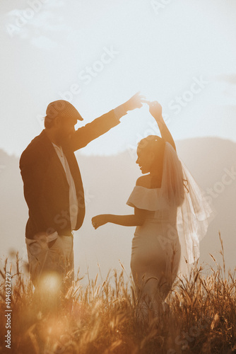 The newlyweds were married in a minimalist white dress.