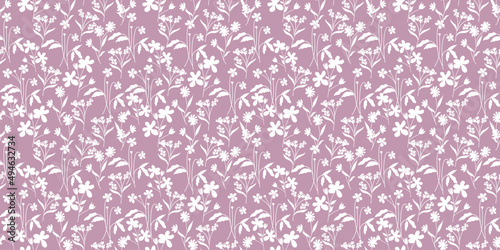 Blooming meadow seamless pattern. Spring summer collection. Trendy color for fashion. wallpapers  and print. A lot of flowers.  Ditsy style. 