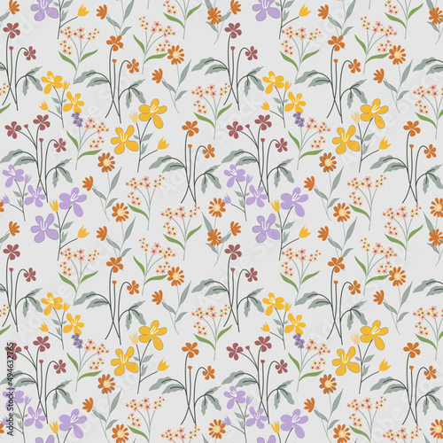 Blooming meadow seamless pattern. Spring summer collection. Trendy color for fashion. wallpapers, and print. A lot of flowers.  Ditsy style.  © Maratussolehah