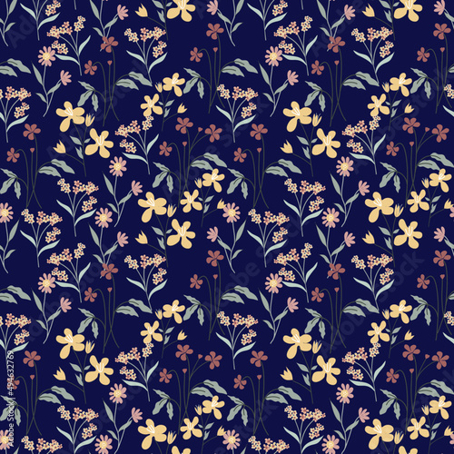 Flowers Vector Seamless Pattern. Ditsy style. Pattern for fashion and print. 