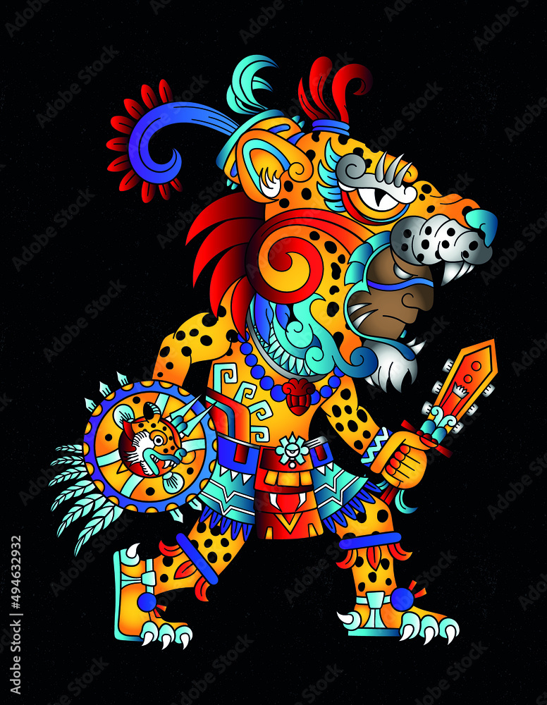 jaguar aztec warrior design