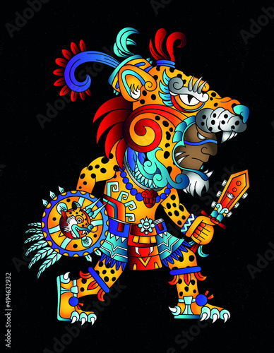 jaguar aztec warrior design