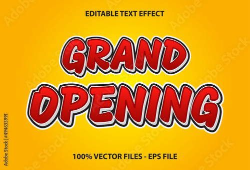 grand opening text effect with red and yellow color. Editable text effects for templates.