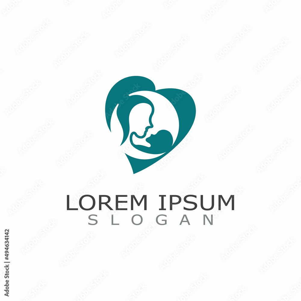 Mom and baby care logo design concept inspiration template  icon