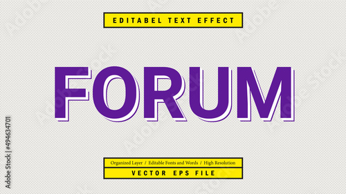 Editable Forum Font Design. Alphabet Typography Template Text Effect. Lettering Vector Illustration for Product Brand and Business Logo.