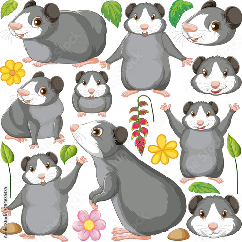 Seamless pattern with cute hamsters