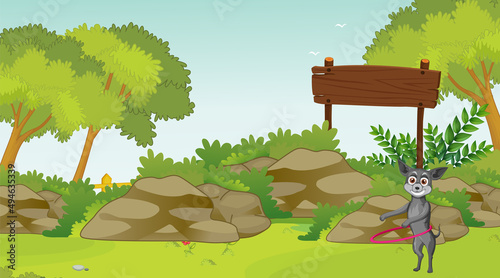 Set of different domestic animals in forest