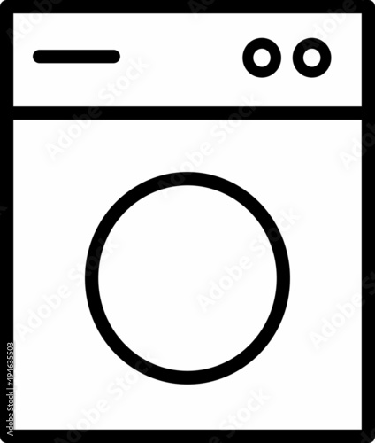 icon illustration of washing machine outline on transparent background