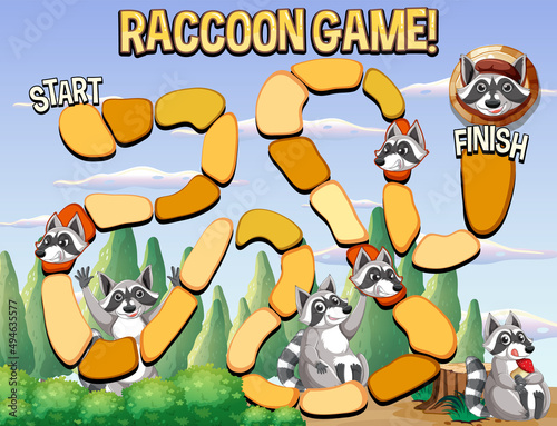A snake ladder raccoon game template