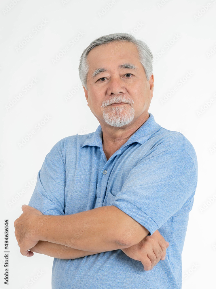 Portrait Asian senior man , old man , good health isolated on white background - lifestyle senior male concept Portrait Asian senior man , old man , good health isolated on white background - lifestyle senior male concept