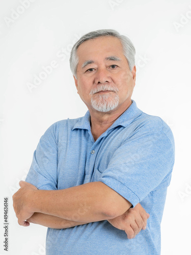 Portrait Asian senior man , old man , good health isolated on white background - lifestyle senior male concept