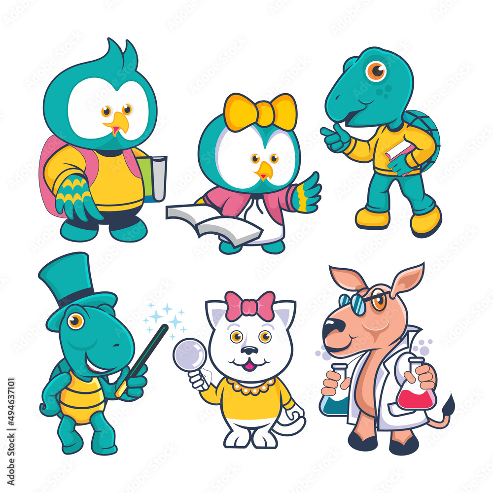 Cute Animal Mascot goes to school Cute Animal Mascot goes to school