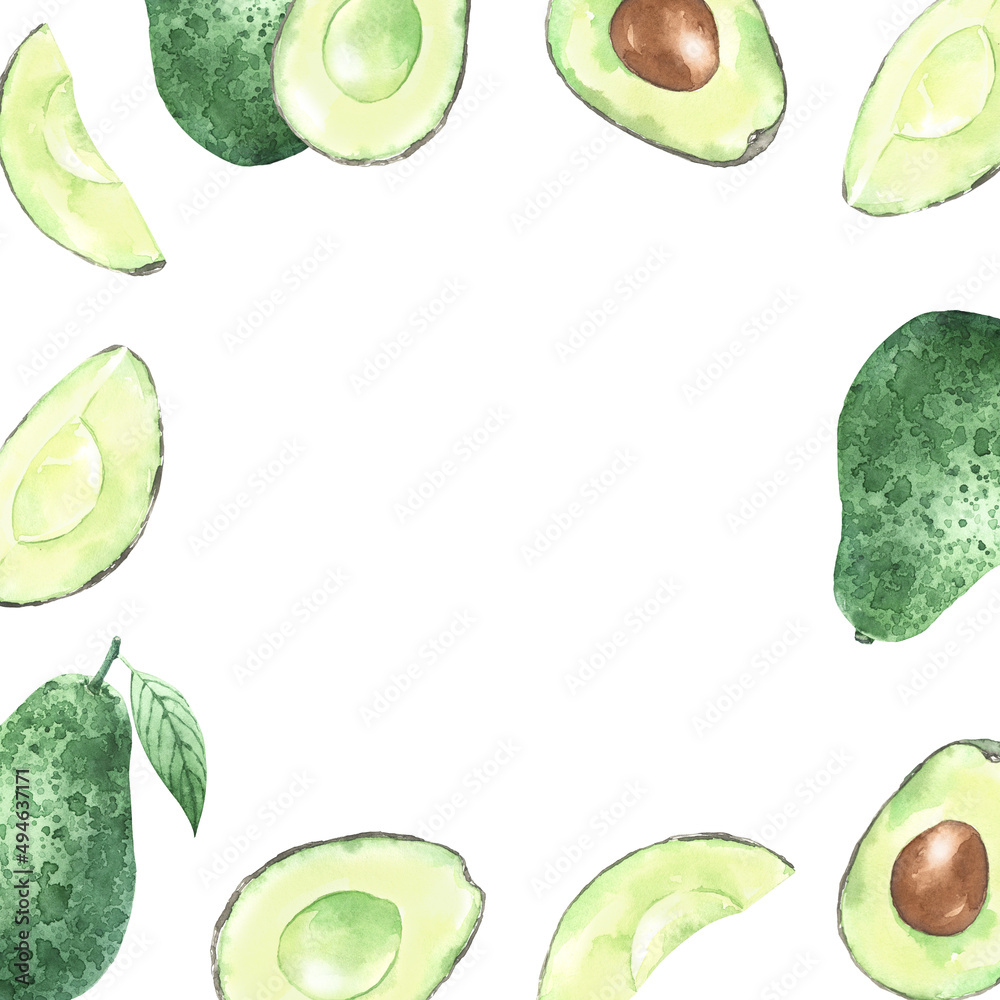Backdrop with watercolor illustrated avocado Backdrop with watercolor illustrated avocado