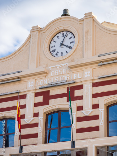 Detail view of the town hall ("Casa Consistorial") in Garrucha, Almería, Spain