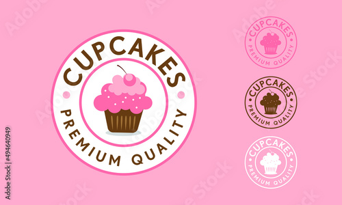 Pink Cupcake seal logo style