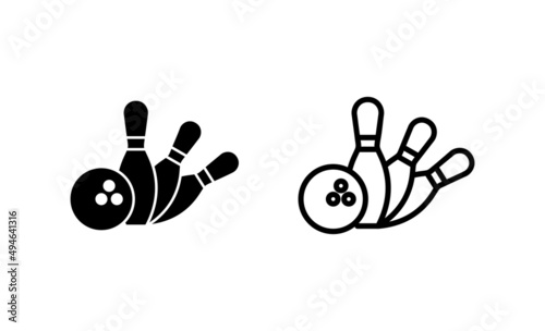 Bowling icon vector. bowling ball and pin sign and symbol.