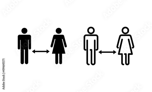 Social distancings vector. social distance sign and symbol. self quarantine sign