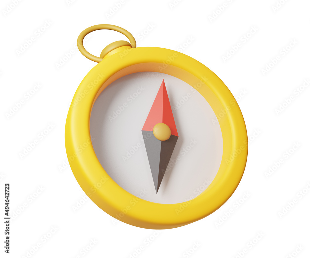 Travel icon 3d render illustration of Compass isolated on white. summer ...