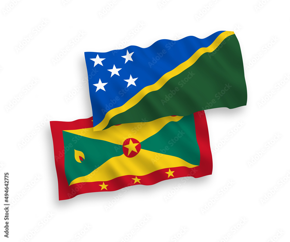 Fototapeta premium Flags of Solomon Islands and Grenada on a white background