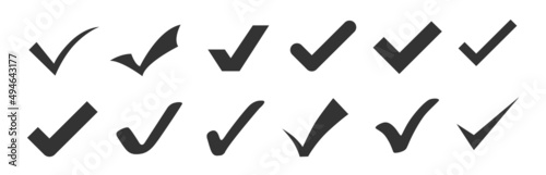 Check mark icons set isolated on white.