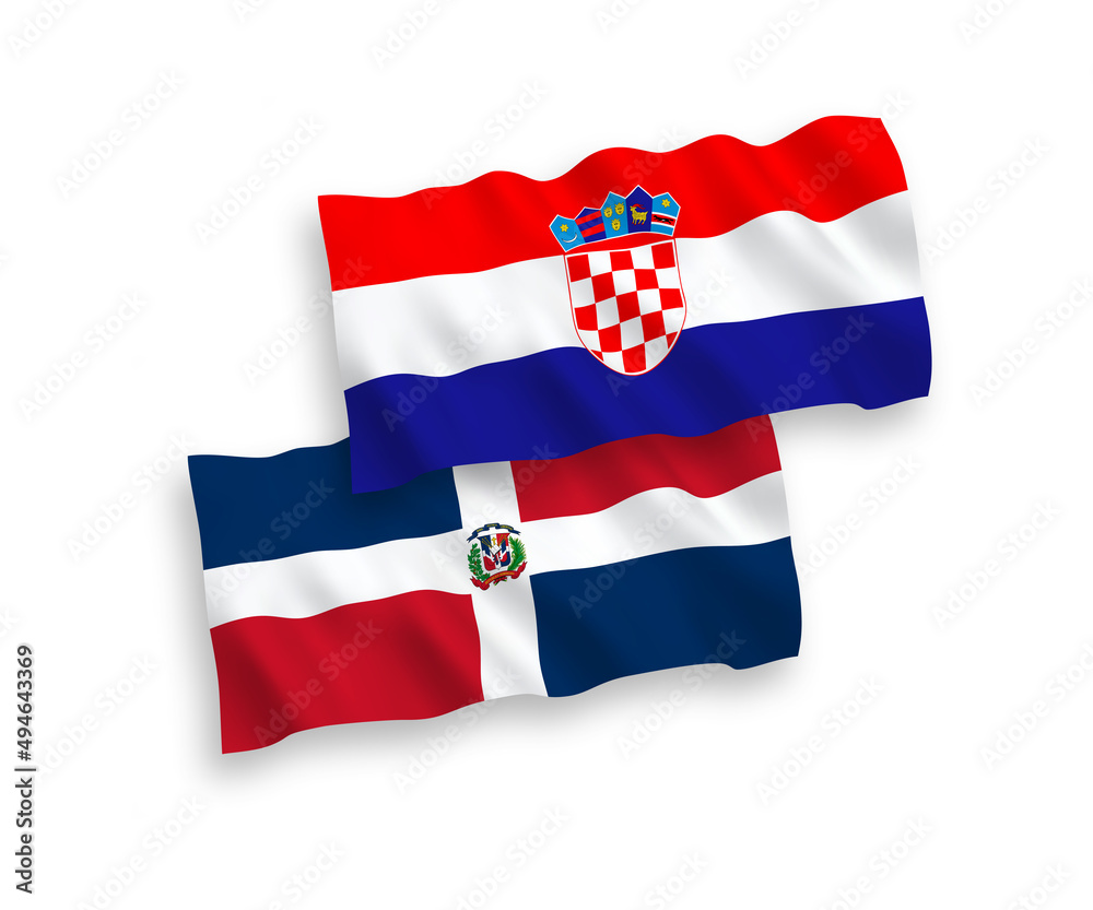 Flags of Dominican Republic and Croatia on a white background Flags of Dominican Republic and Croatia on a white background