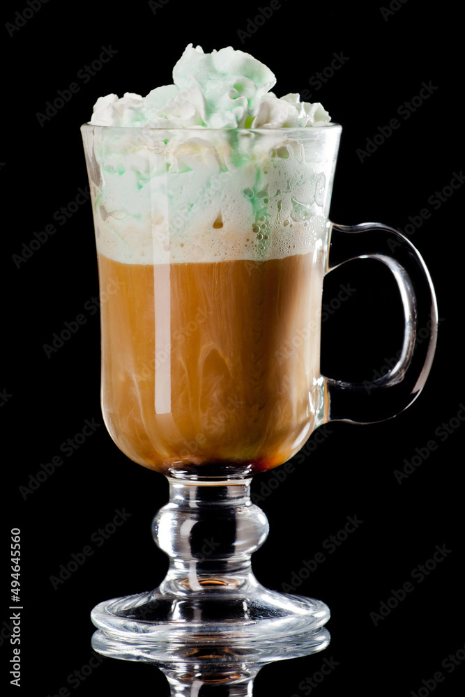 coffee and milk sweet cocktail isolated on black coffee and milk sweet cocktail isolated on black
