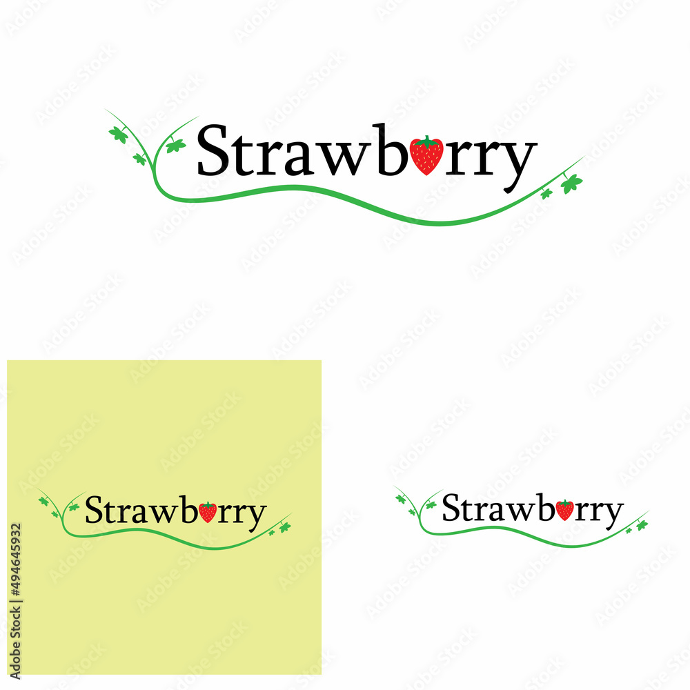 Strawberry Funny And Cute Logo Vector Icon Background Template