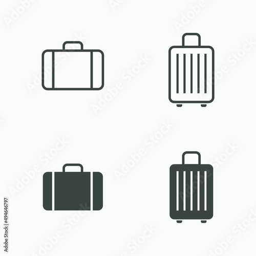 baggage, luggage, bag, suitcase, briefcase, airport vector icon set