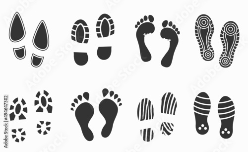 Human footprint set isolated on white. Vector
