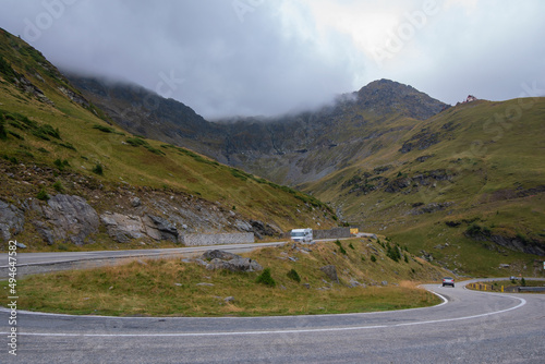 Transfagarasan pass in summer.crossing Carpathian mountains in Romania photo