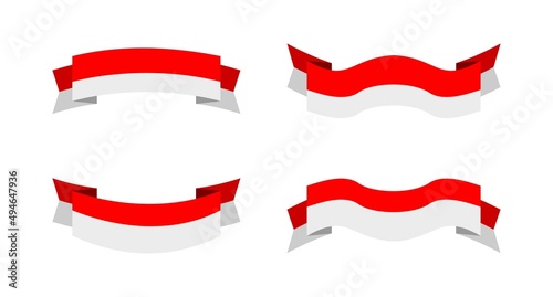 illustration of an indonesia flag with a ribbon style. indonesia flag vector set.