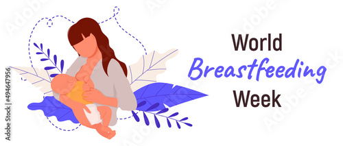 Vector banner. World breastfeeding week celebration