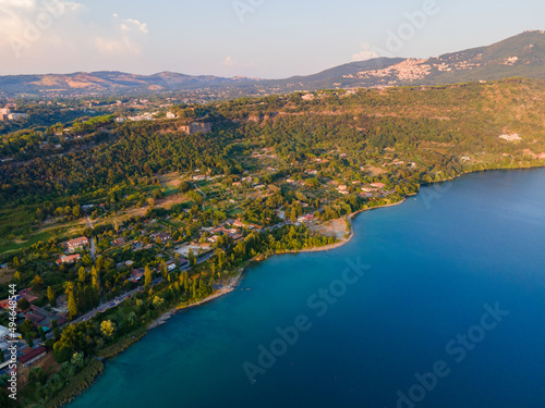 Aerial view of Castel Gandolfo lake in Italy
