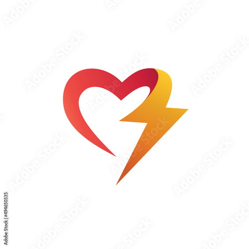 Love With Thunder Shape Logo Design