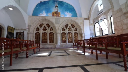 An inside view of the central and ancient synagogue, named after Rabbi Yochanan ben Zakkai. In the Jewish Quarter of Jerusalem photo