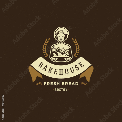 Bakery badge or label retro vector illustration.