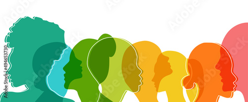 Women silhouette head isolated. Women's history month banner.	