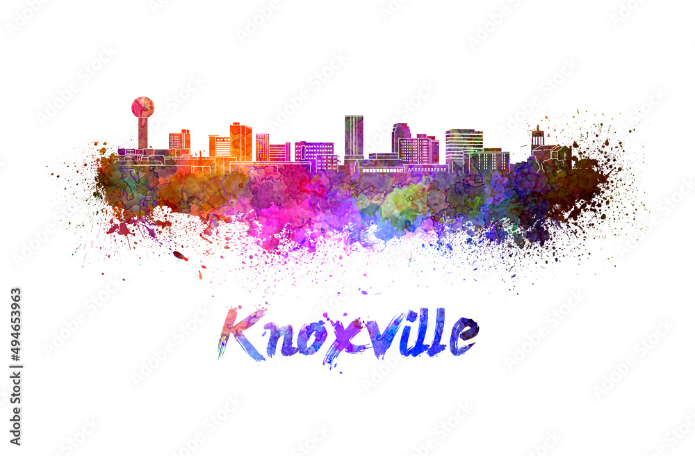 Knoxville skyline in watercolor