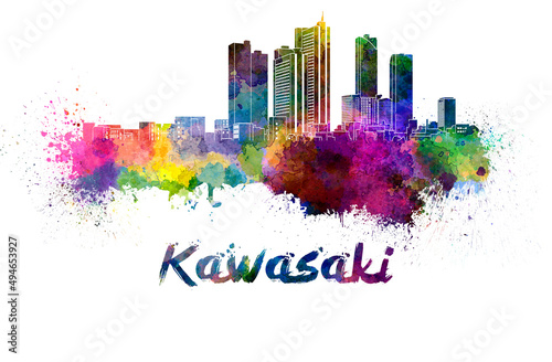 Kawasaki skyline in watercolor © Paulrommer
