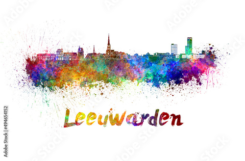 Leeuwarden skyline in watercolor