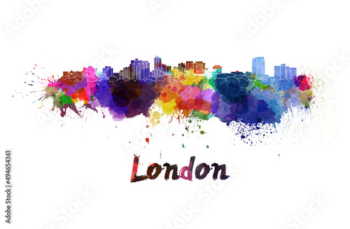 London skyline in watercolor