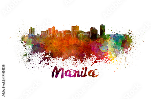 Manila skyline in watercolor